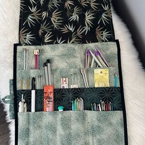 Green and Black Knitting Needle Organizer - Durable - Hand Made One of a Kind